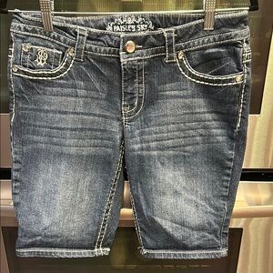 Paisley Sky Blue and White Jean Shorts